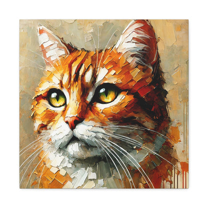 Orange Tabby Cat Oil Canvas Painting Print – A Delightful Addition for Cat Lovers and Home Decor