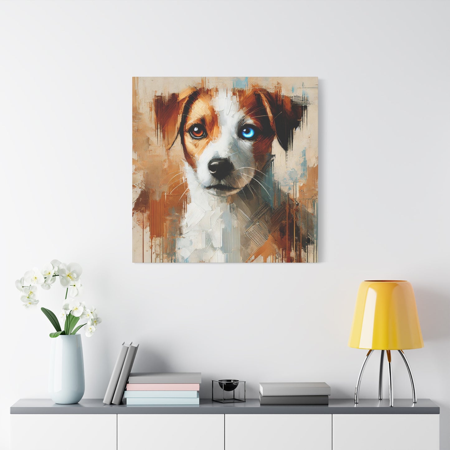 Jack Russell Terrier Mix Oil Canvas Painting Print – Ideal for Dog Lovers and Art Collector