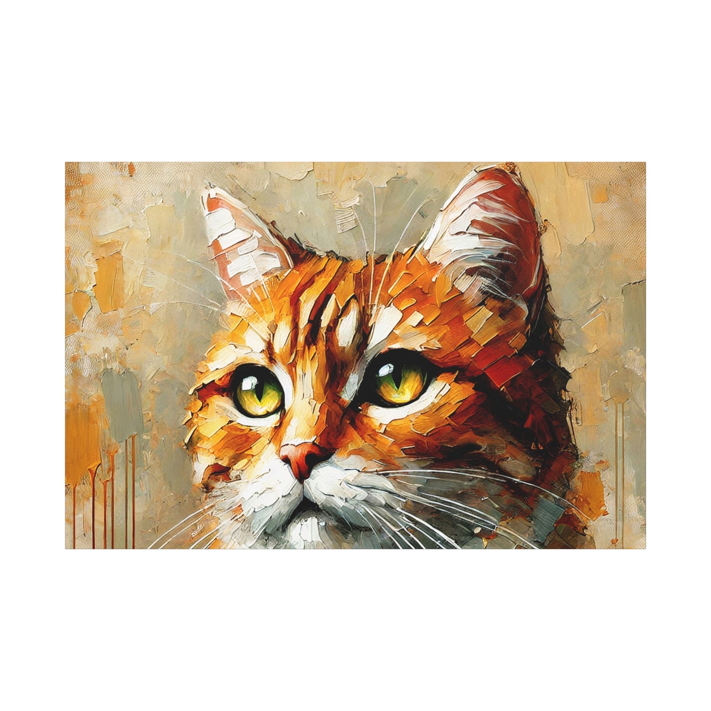 Orange Tabby Cat Oil Canvas Painting Print – A Delightful Addition for Cat Lovers and Home Decor