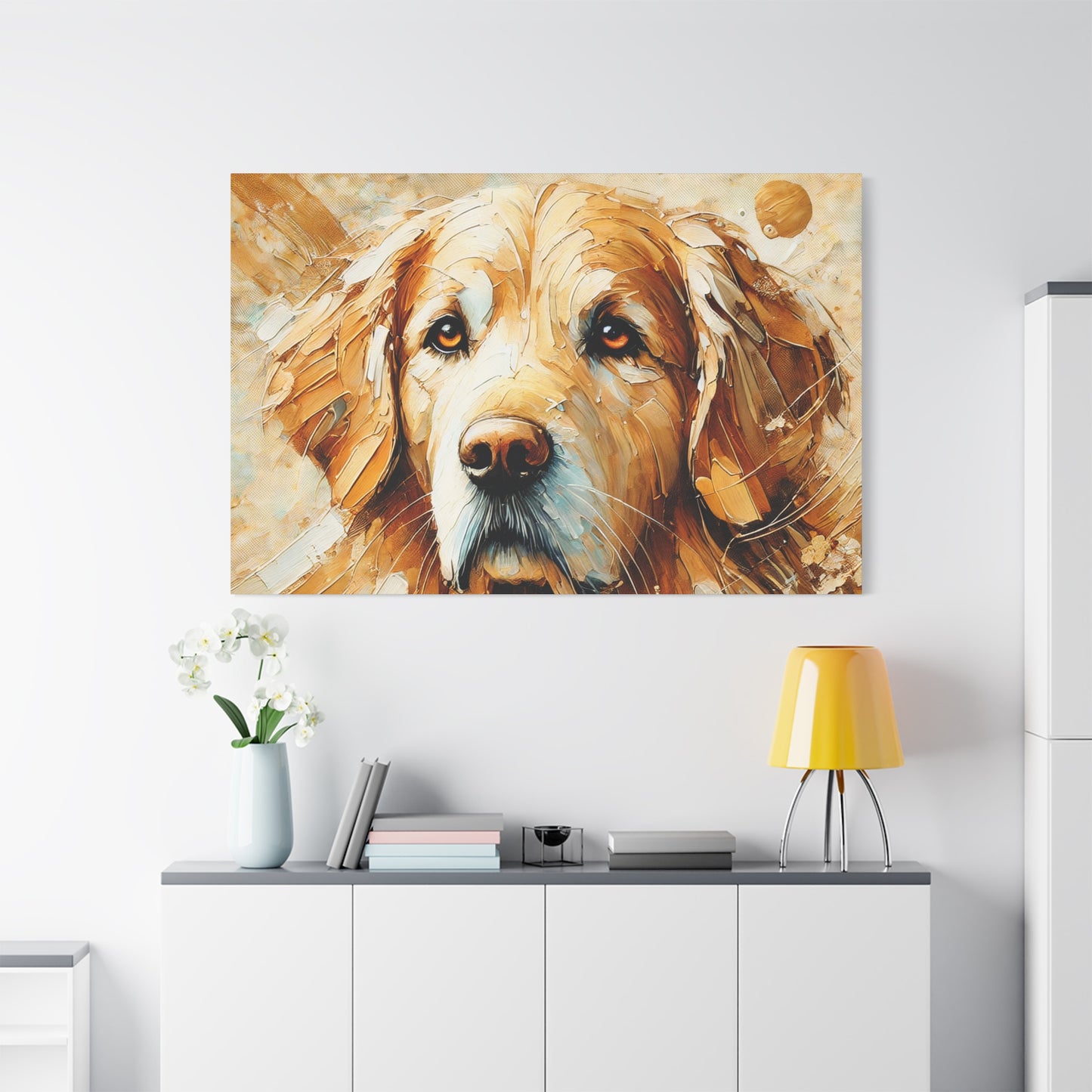 Golden Retriever Oil Canvas Painting Print – A Heartwarming Addition for Dog Lovers and Home Decor