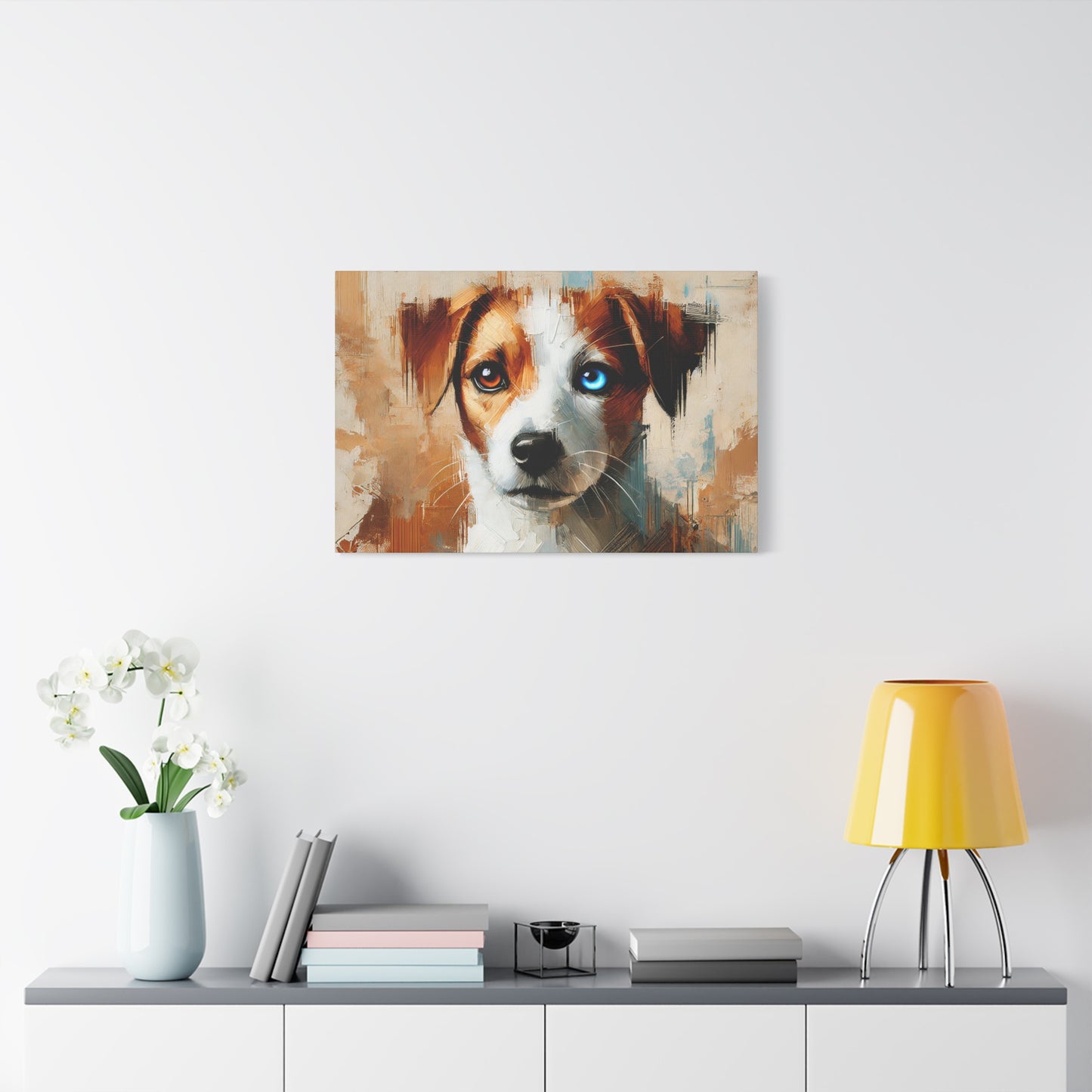 Jack Russell Terrier Mix Oil Canvas Painting Print – Ideal for Dog Lovers and Art Collector