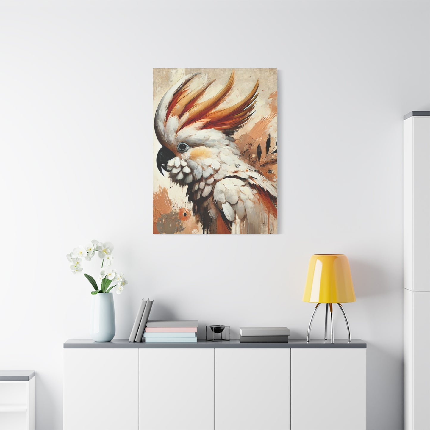 Cockatoo Oil Canvas Painting Print – A Stunning Addition for Bird Lovers and Home Decor