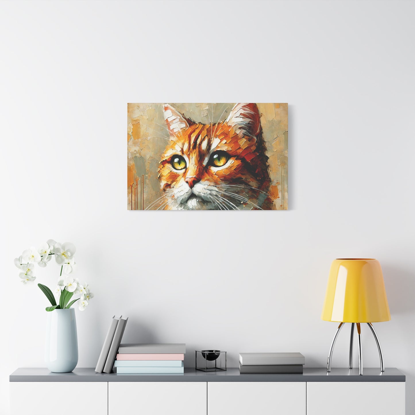 Orange Tabby Cat Oil Canvas Painting Print – A Delightful Addition for Cat Lovers and Home Decor