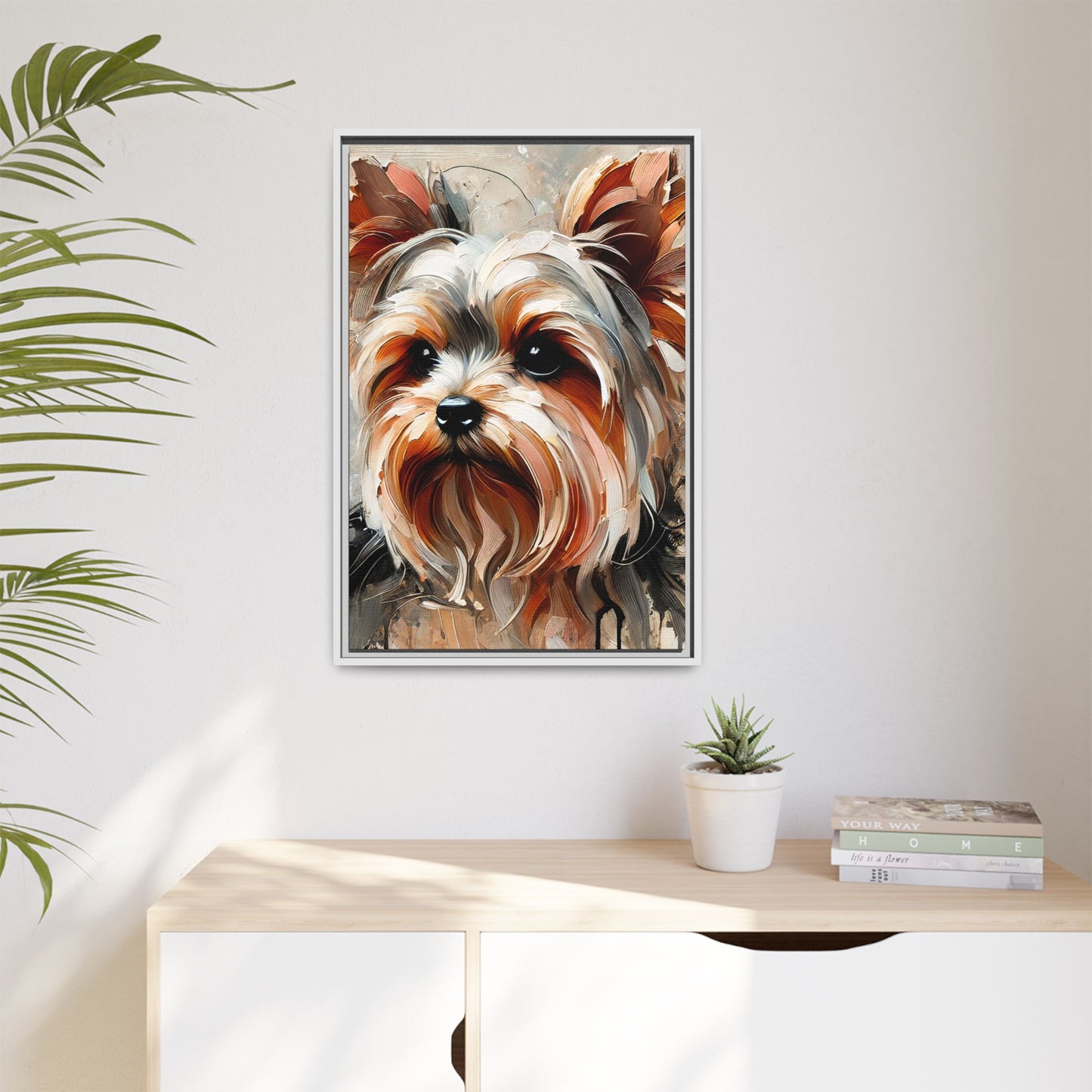 Yorkshire Terrier Oil Canvas Painting Print With Frame