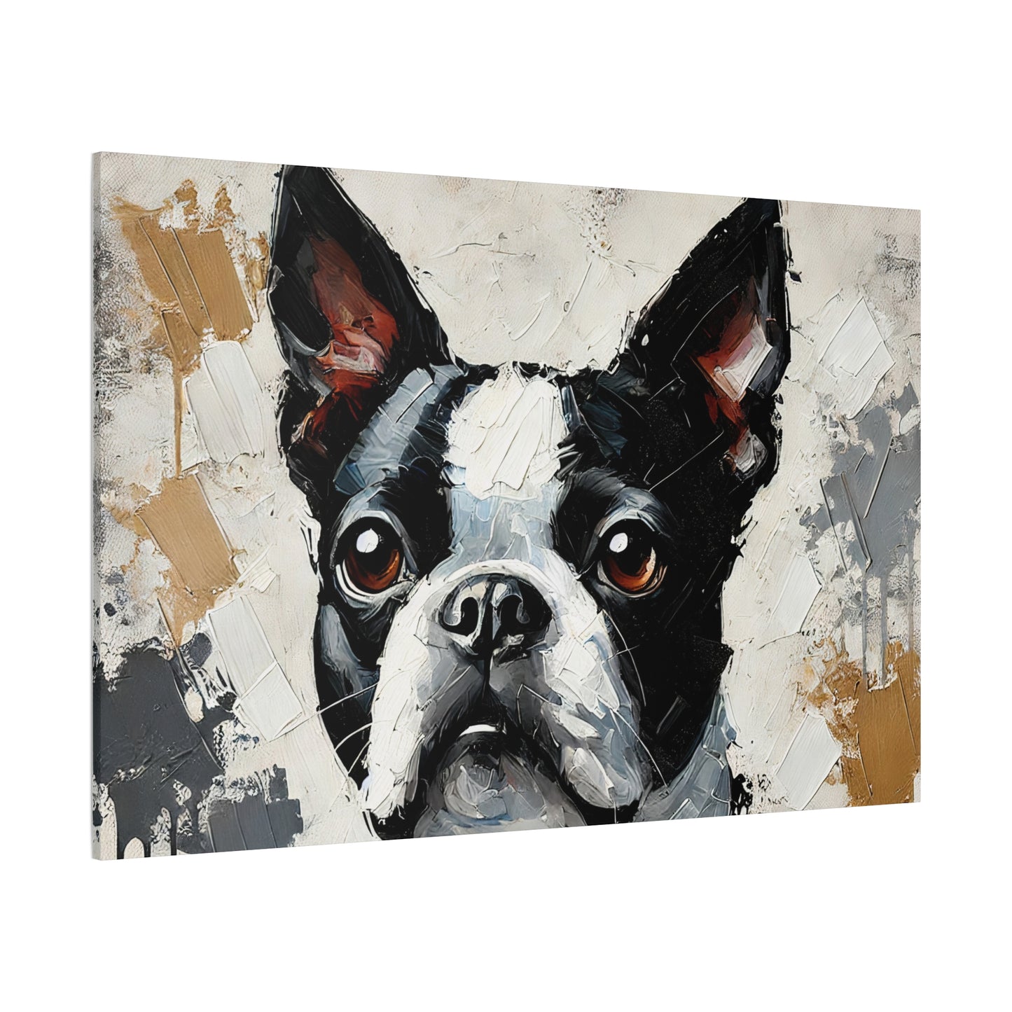 Boston Terrier Oil Canvas Painting Print – A Charming Addition for Dog Lovers and Art Collectors