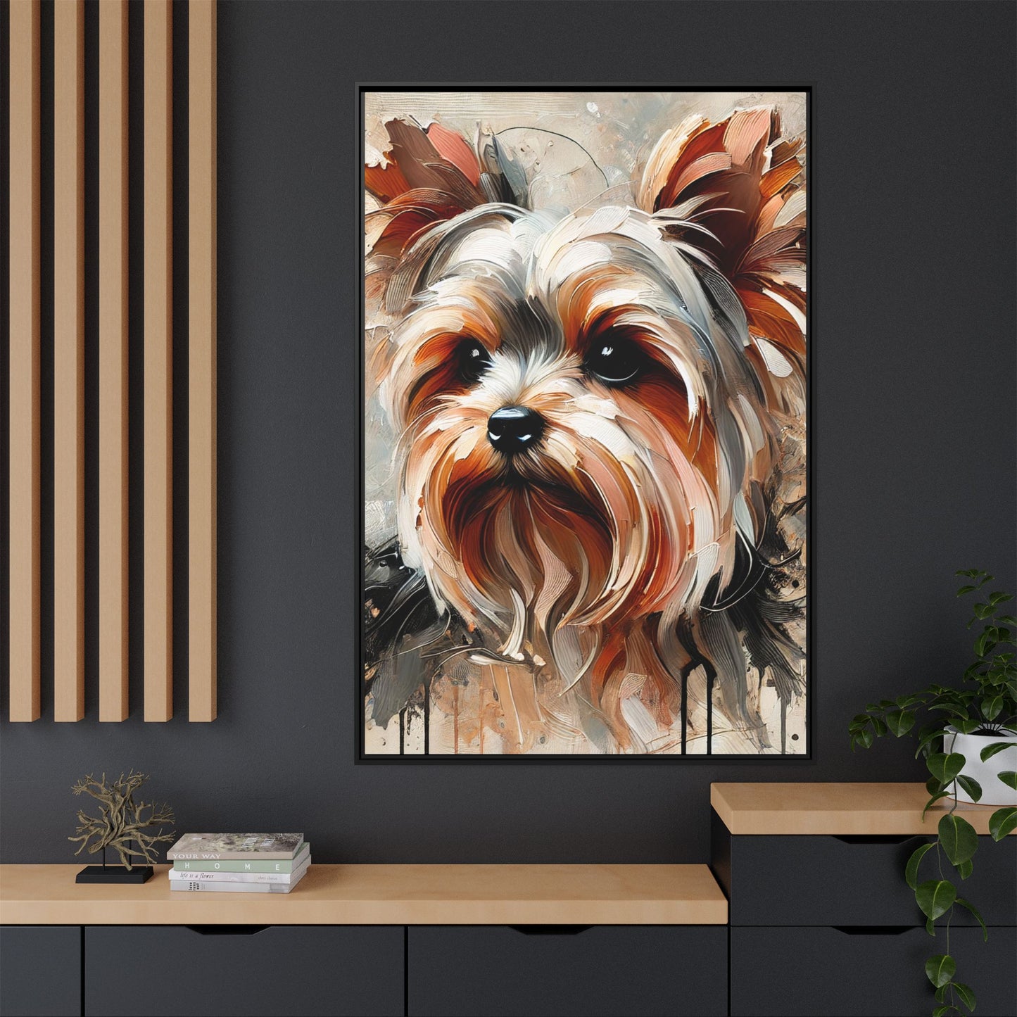 Yorkshire Terrier Oil Canvas Painting Print With Frame