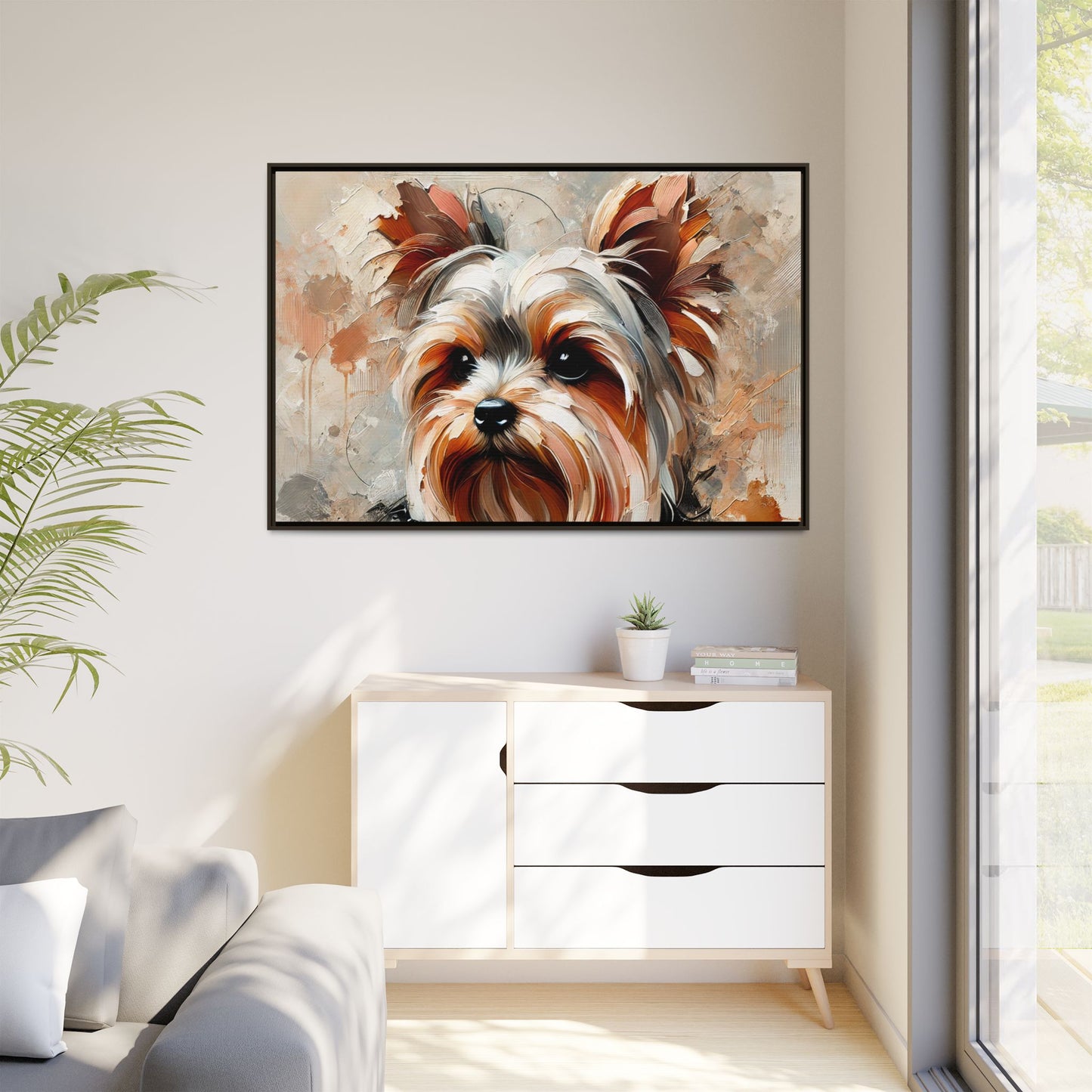 Yorkshire Terrier Oil Canvas Painting Print With Frame