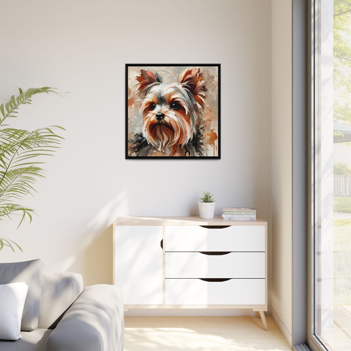 Yorkshire Terrier Oil Canvas Painting Print With Frame