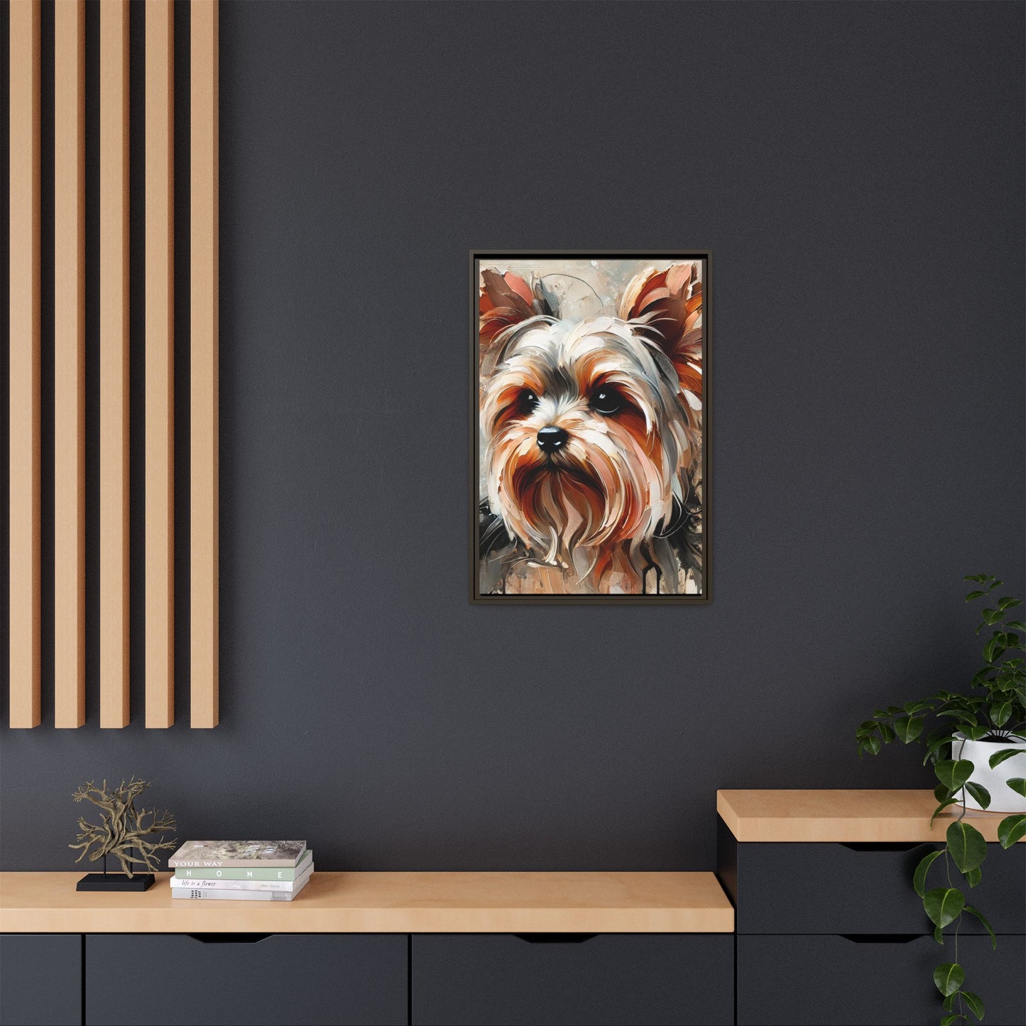 Yorkshire Terrier Oil Canvas Painting Print With Frame