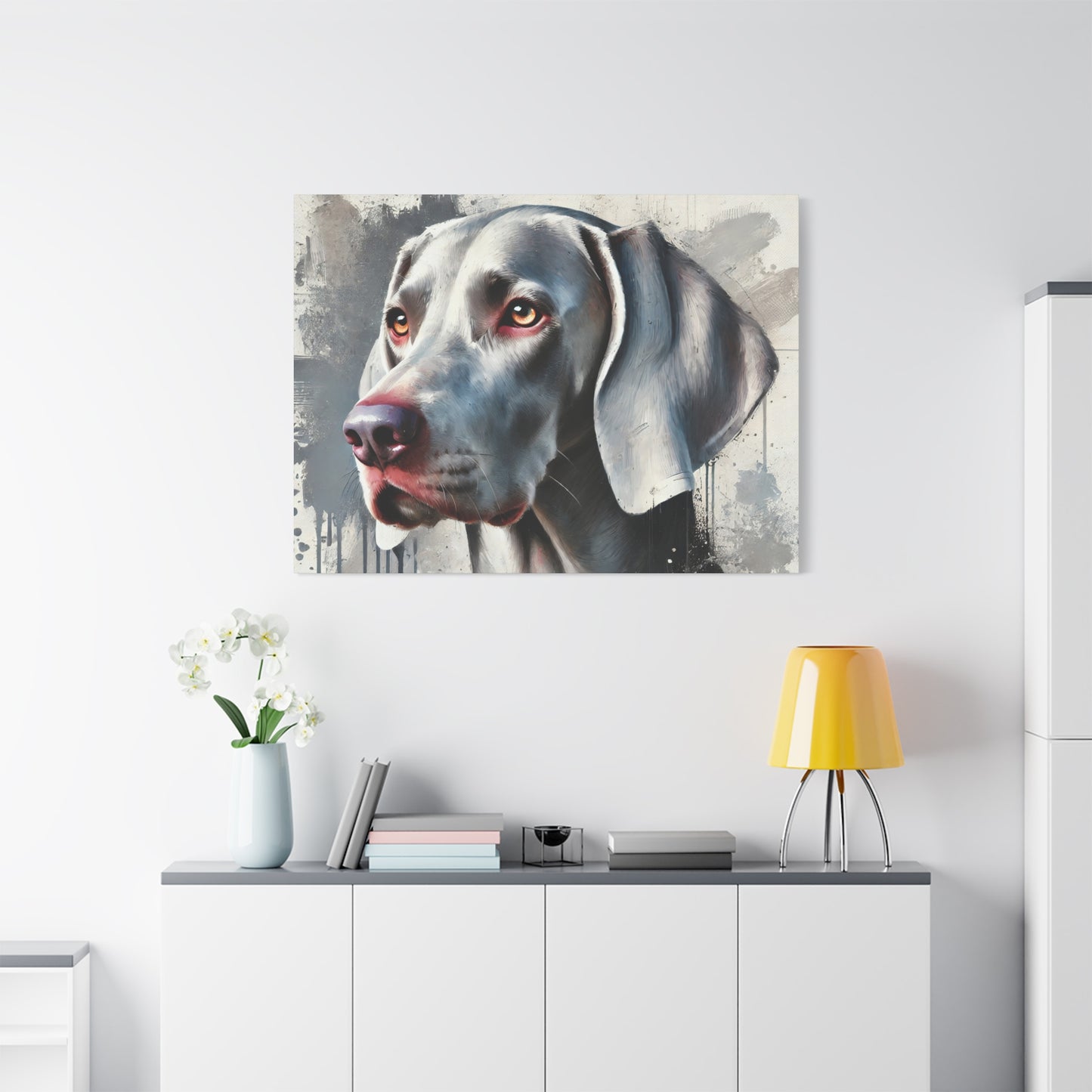 Weimaraner Dog Oil Canvas Painting Print – Perfect for Dog Lovers and Art Enthusiasts