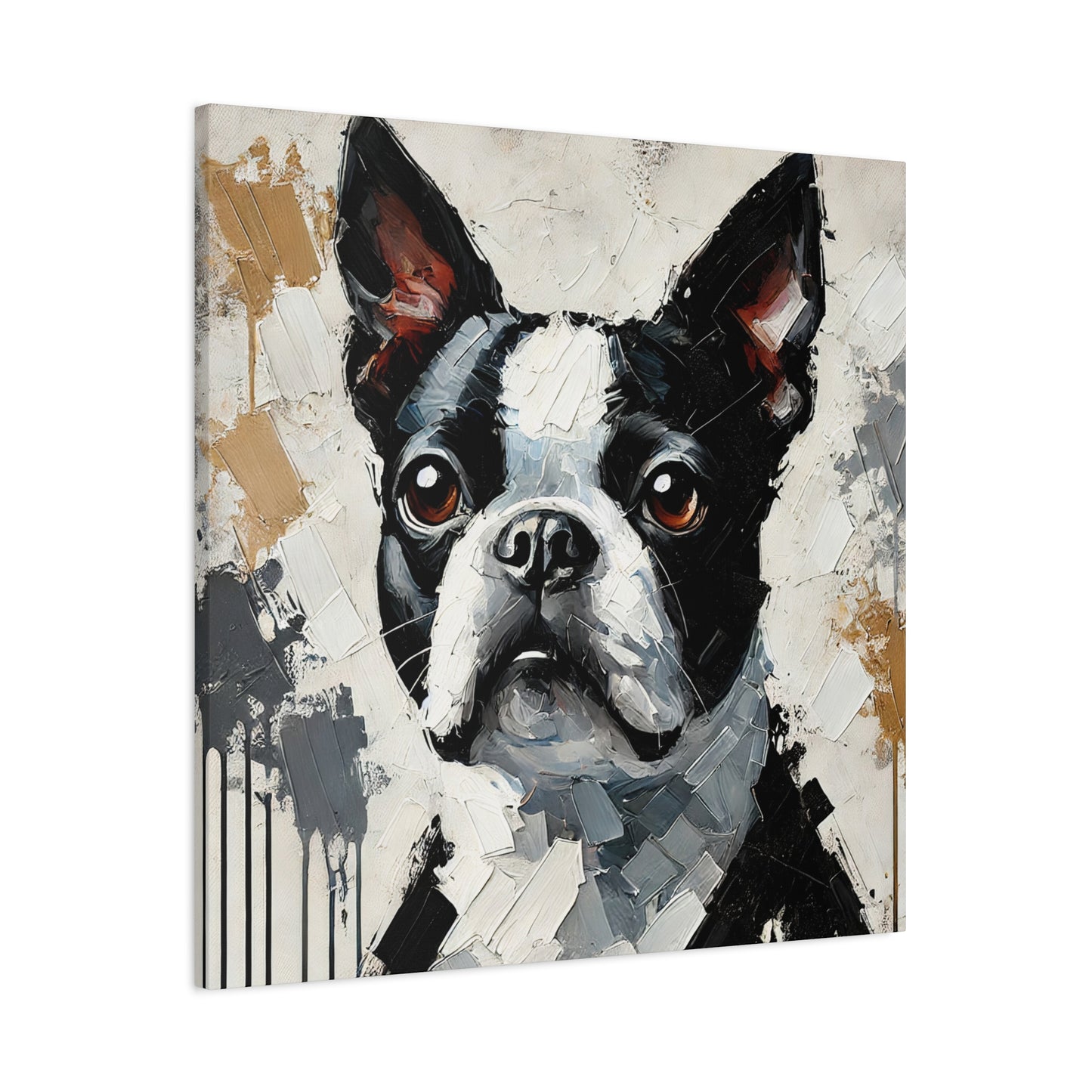 Boston Terrier Oil Canvas Painting Print – A Charming Addition for Dog Lovers and Art Collectors