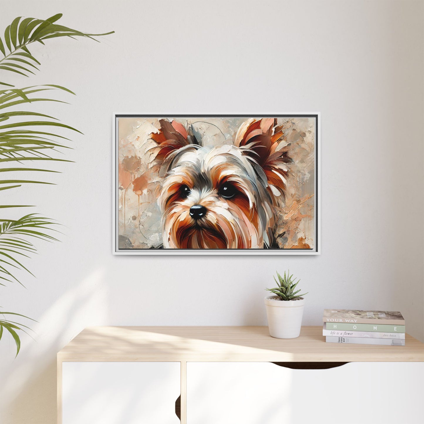 Yorkshire Terrier Oil Canvas Painting Print With Frame