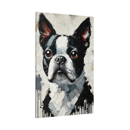 Boston Terrier Oil Canvas Painting Print – A Charming Addition for Dog Lovers and Art Collectors