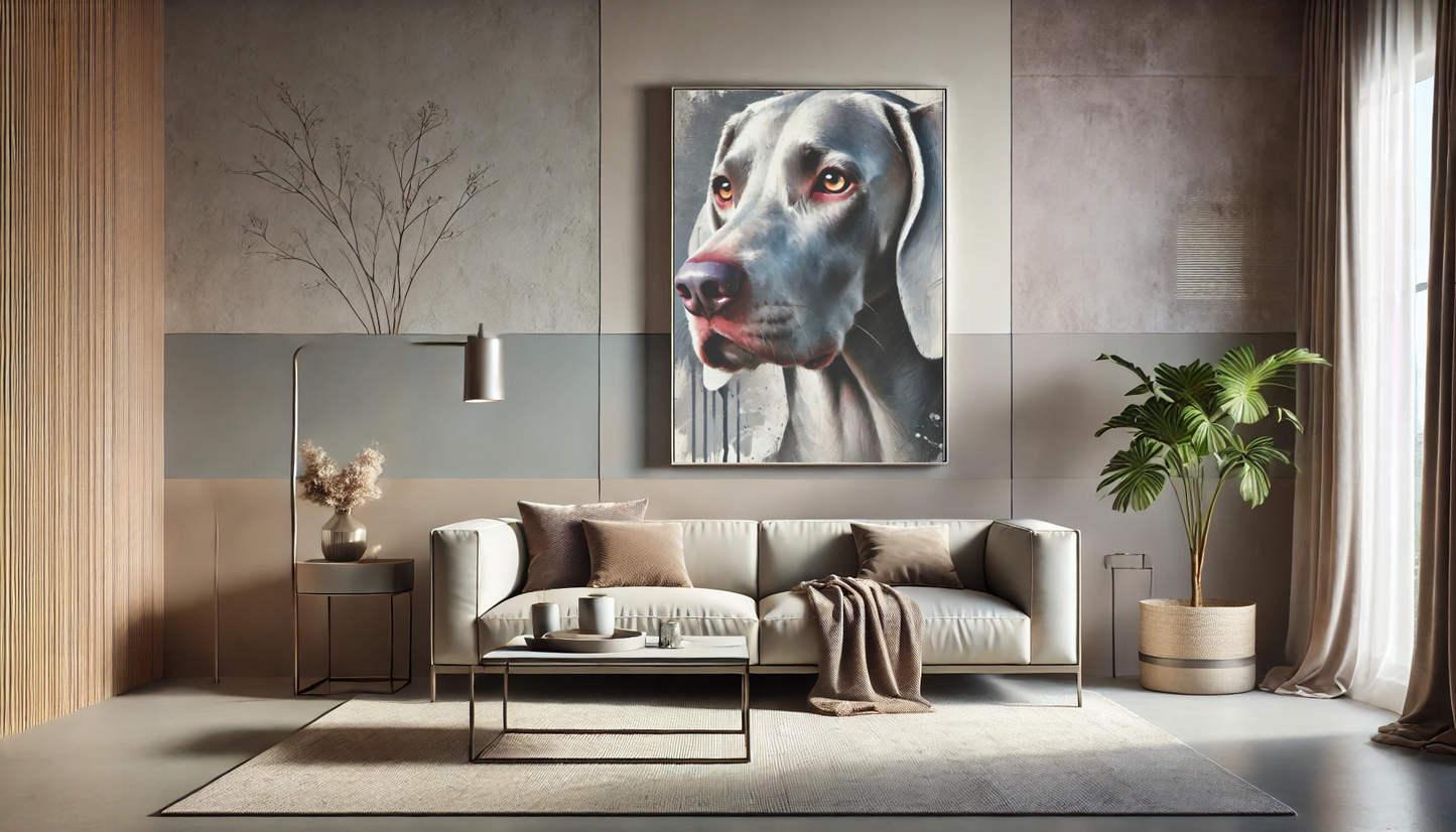 Weimaraner Dog Oil Canvas Painting Print – Perfect for Dog Lovers and Art Enthusiasts