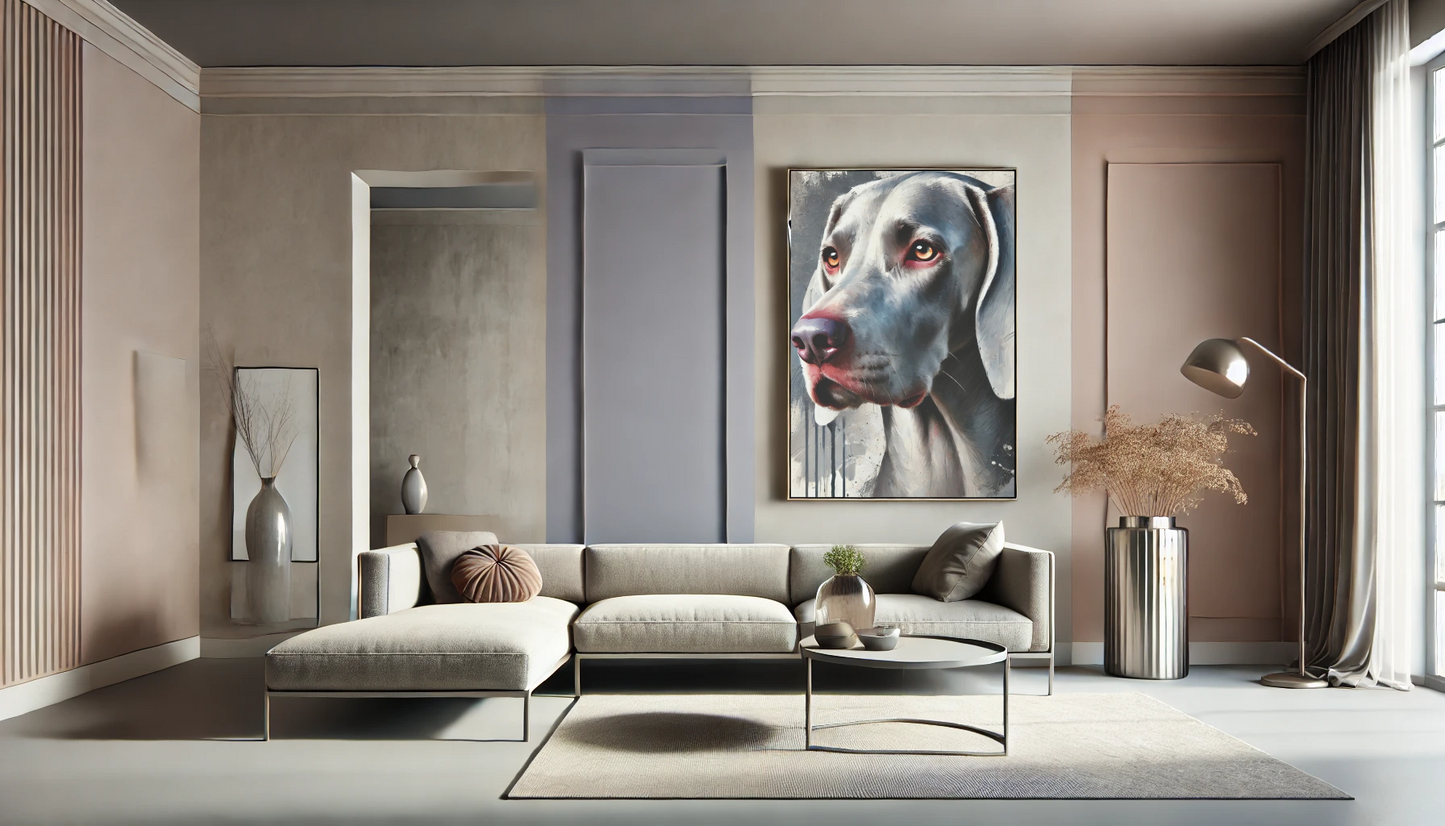 Weimaraner Dog Oil Canvas Painting Print – Perfect for Dog Lovers and Art Enthusiasts