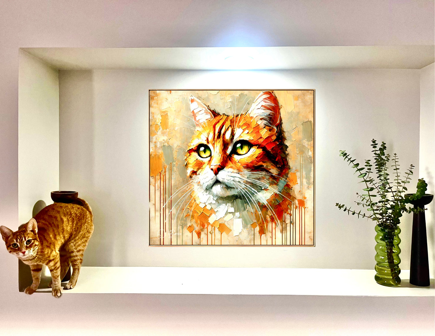 Orange Tabby Cat Oil Canvas Painting Print – A Delightful Addition for Cat Lovers and Home Decor