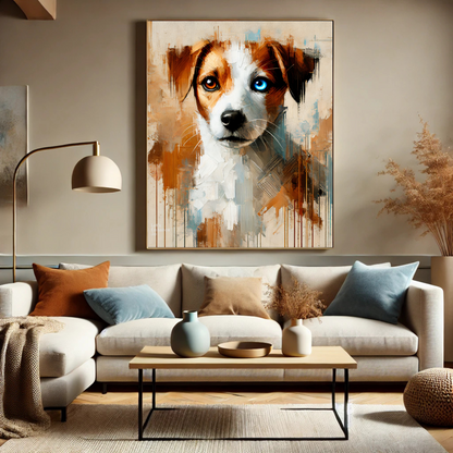 Jack Russell Terrier Mix Oil Canvas Painting Print – Ideal for Dog Lovers and Art Collector