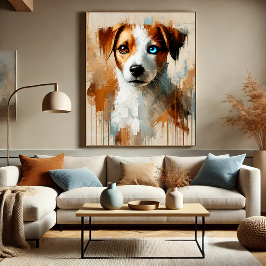 Jack Russell Terrier Mix Oil Canvas Painting Print – Ideal for Dog Lovers and Art Collector