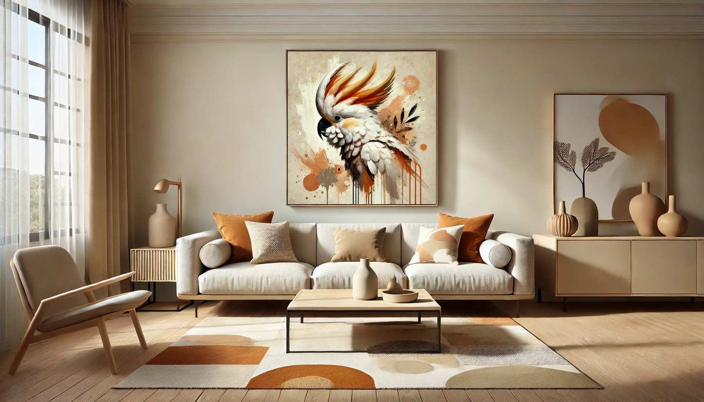 Cockatoo Oil Canvas Painting Print