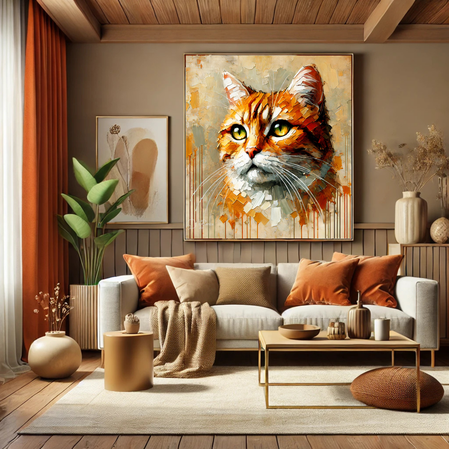 Orange Tabby Cat Oil Canvas Painting Print – A Delightful Addition for Cat Lovers and Home Decor