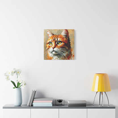 Orange Tabby Cat Oil Canvas Painting Print – A Delightful Addition for Cat Lovers and Home Decor