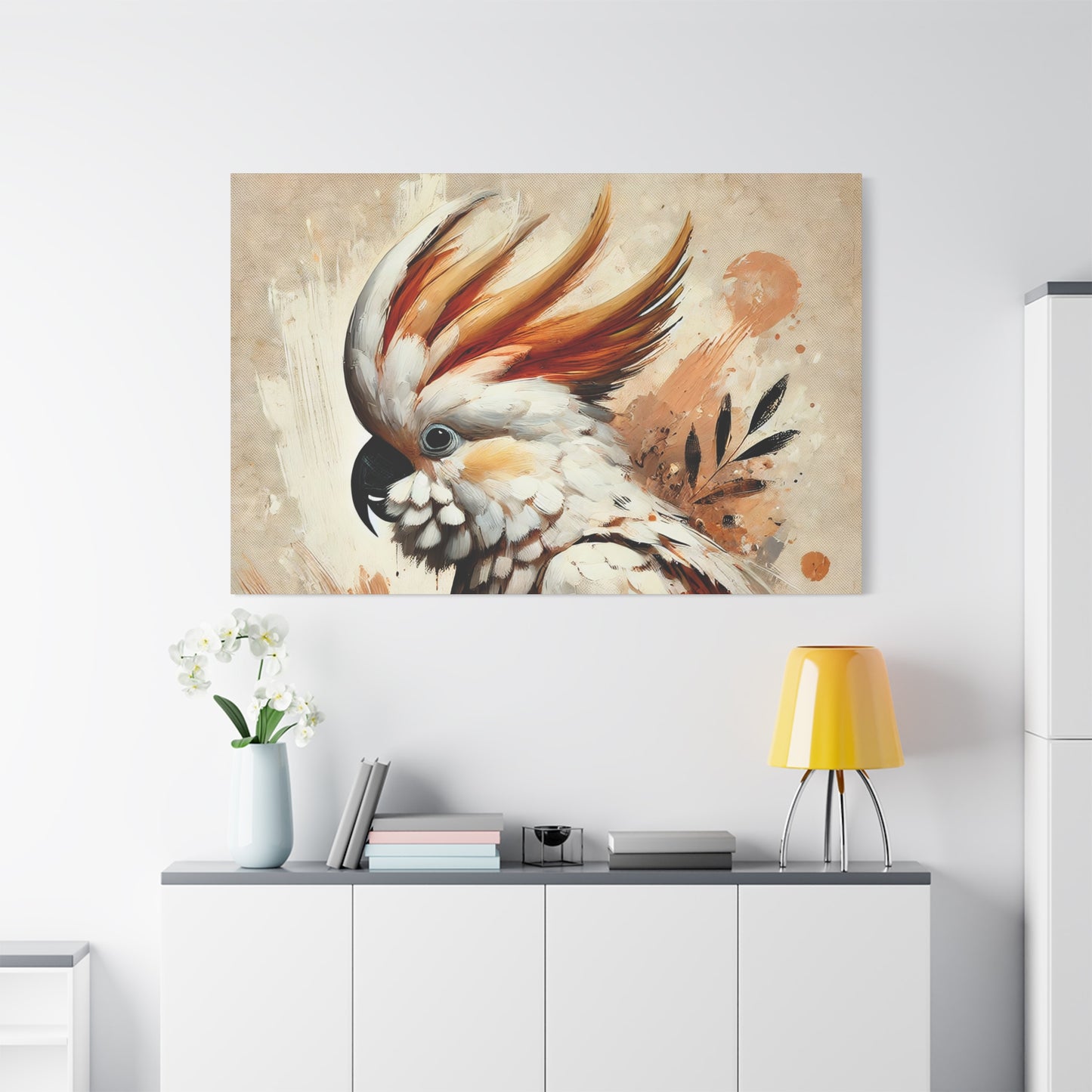 Cockatoo Oil Canvas Painting Print – A Stunning Addition for Bird Lovers and Home Decor