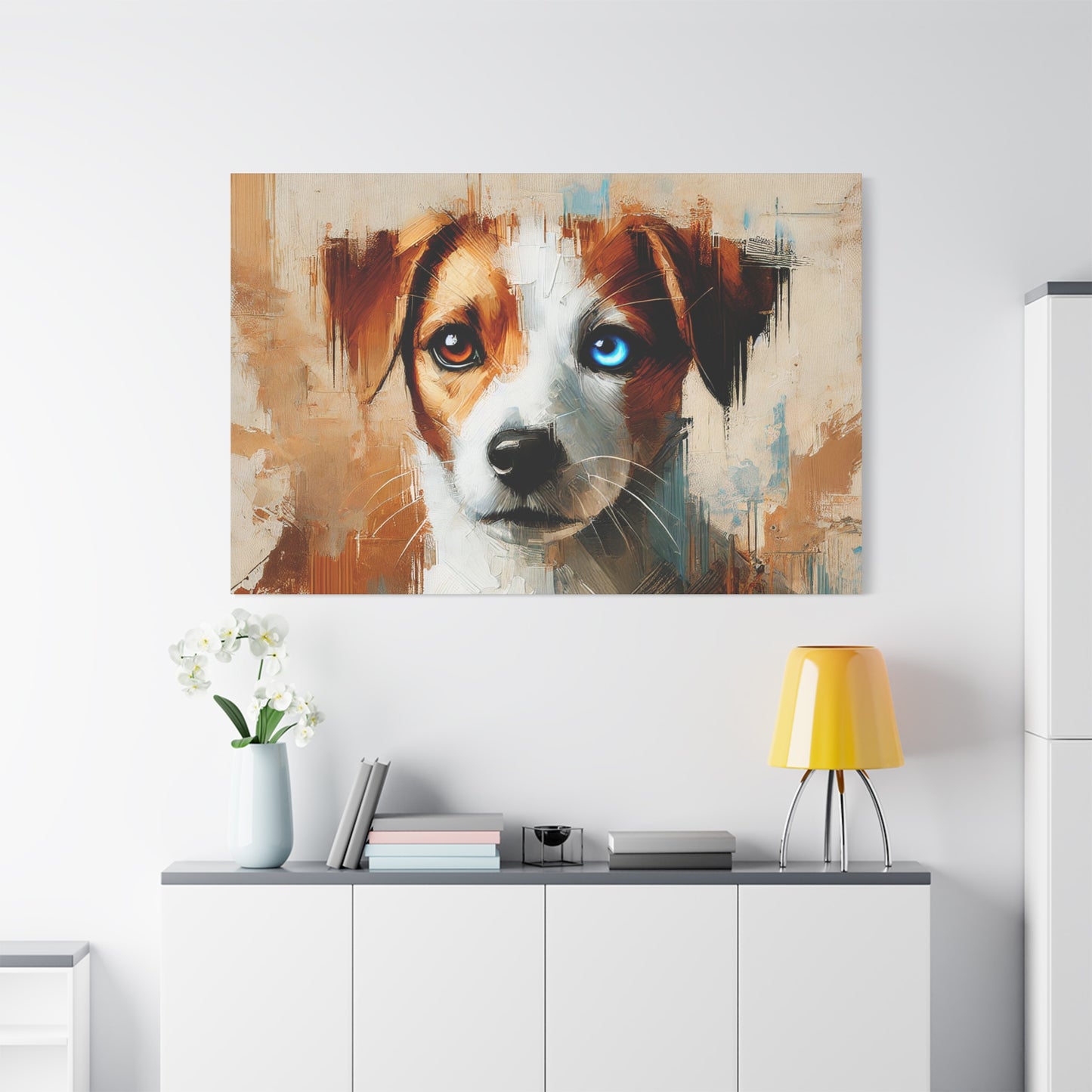 Jack Russell Terrier Mix Oil Canvas Painting Print – Ideal for Dog Lovers and Art Collector