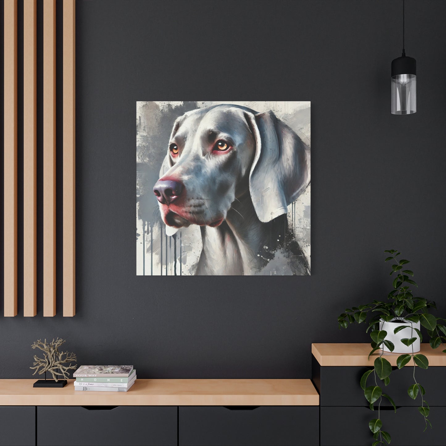 Weimaraner Dog Oil Canvas Painting Print – Perfect for Dog Lovers and Art Enthusiasts