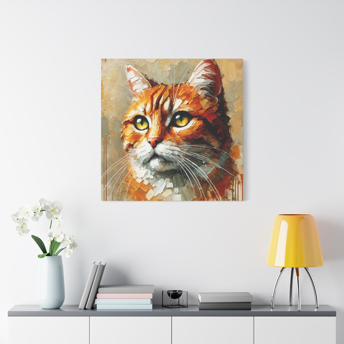 Orange Tabby Cat Oil Canvas Painting Print – A Delightful Addition for Cat Lovers and Home Decor