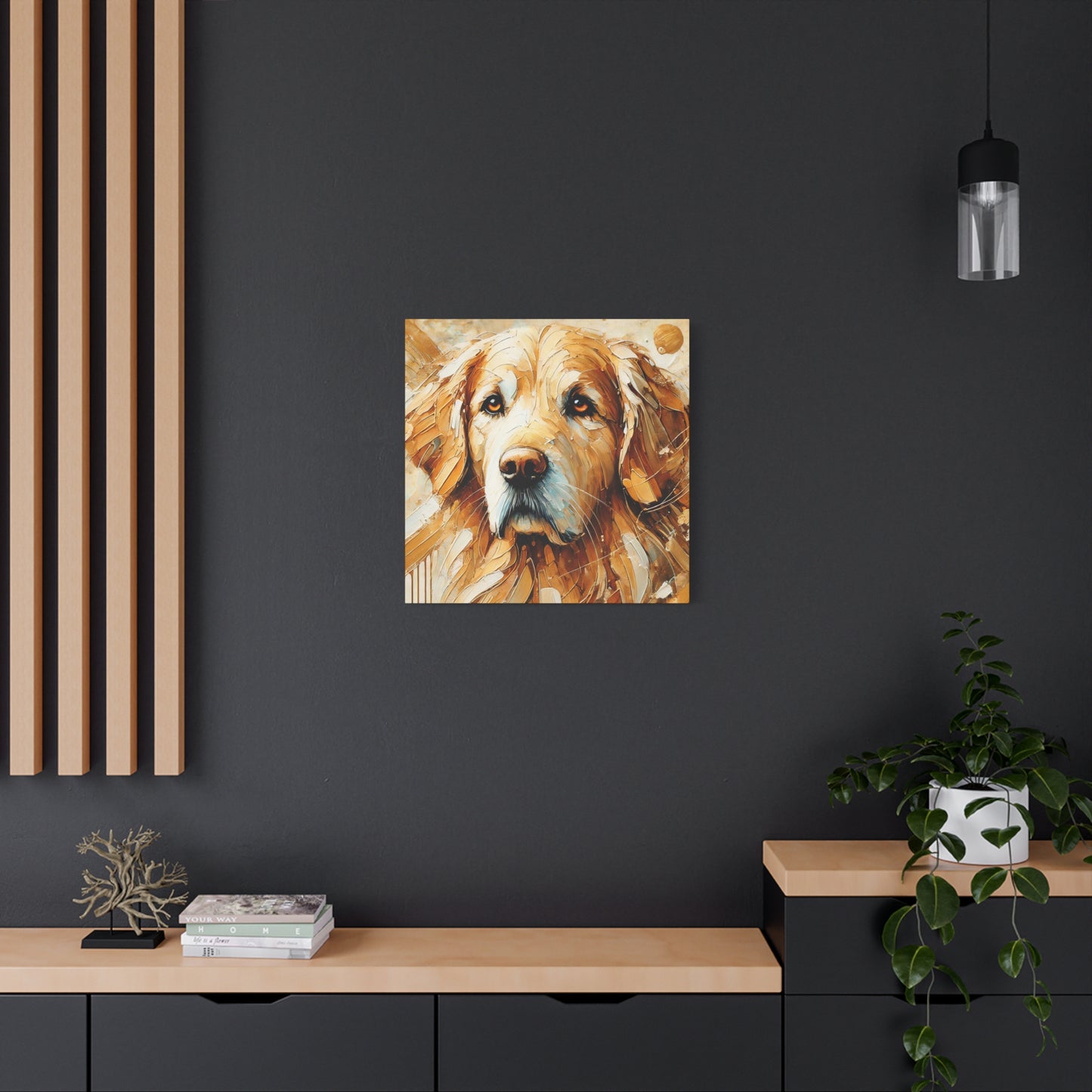 Golden Retriever Oil Canvas Painting Print – A Heartwarming Addition for Dog Lovers and Home Decor