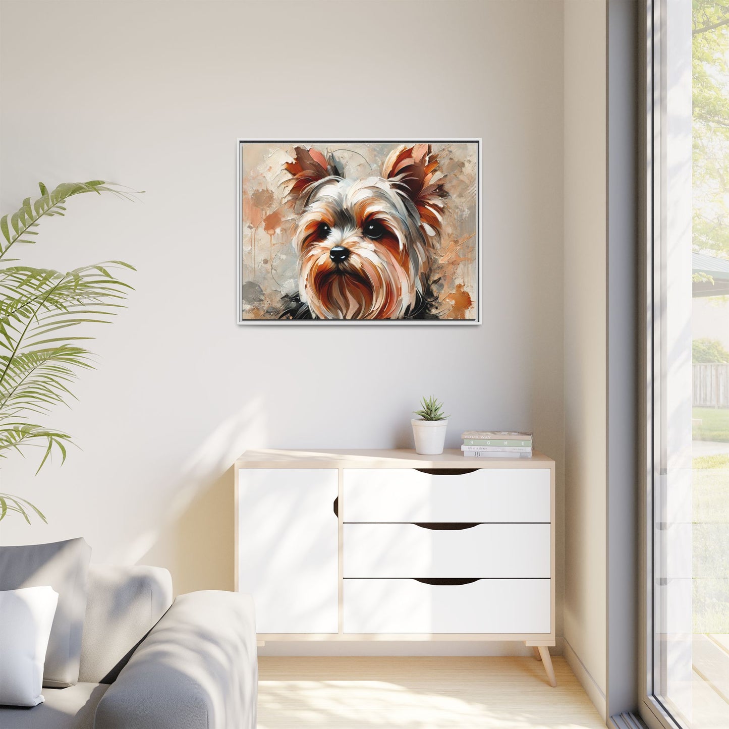 Yorkshire Terrier Oil Canvas Painting Print With Frame