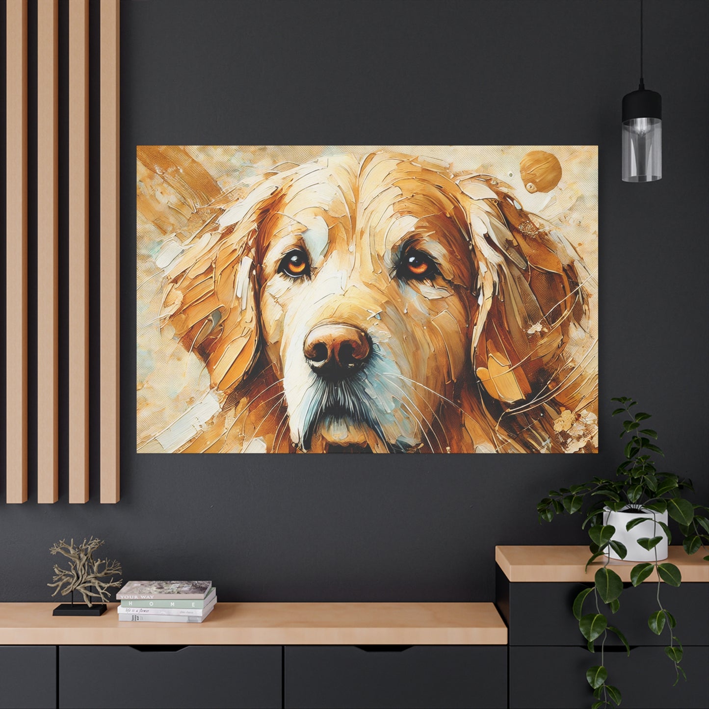 Golden Retriever Oil Canvas Painting Print – A Heartwarming Addition for Dog Lovers and Home Decor