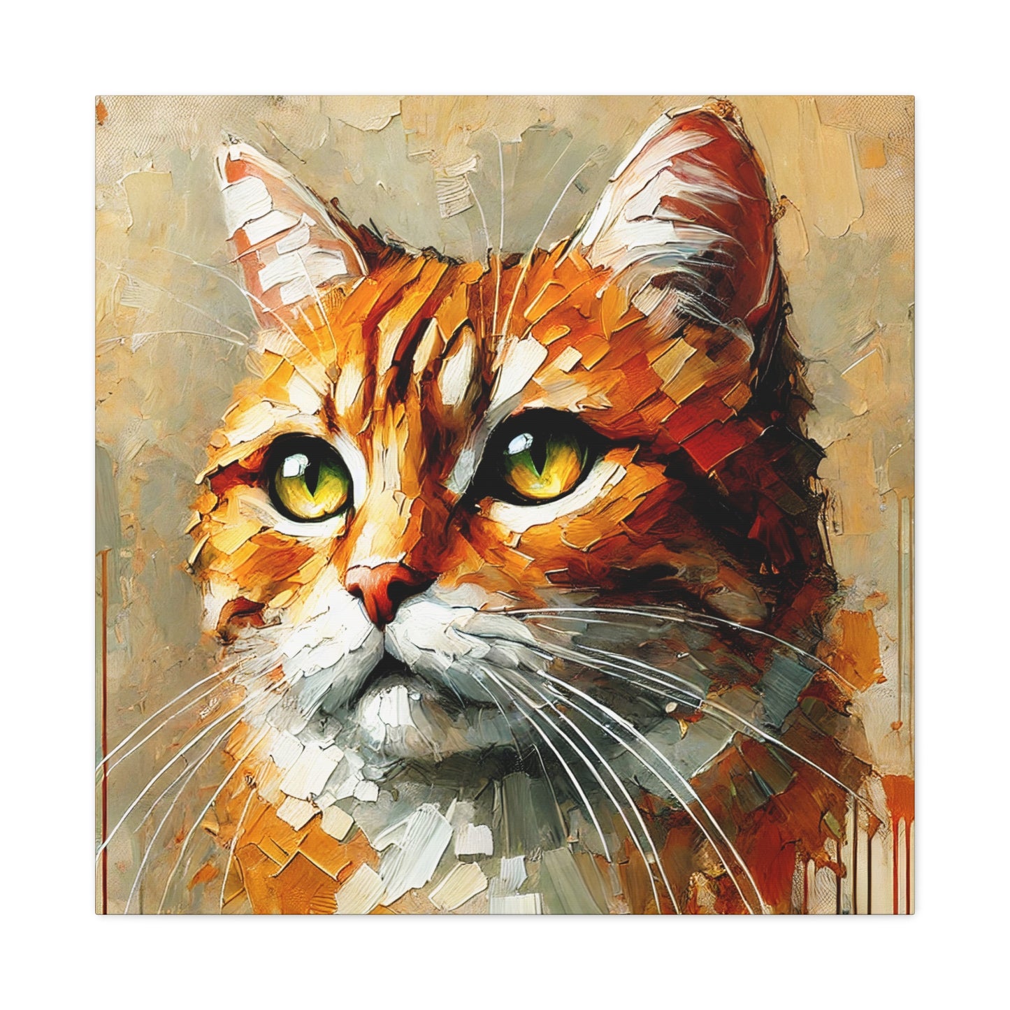 Orange Tabby Cat Oil Canvas Painting Print – A Delightful Addition for Cat Lovers and Home Decor