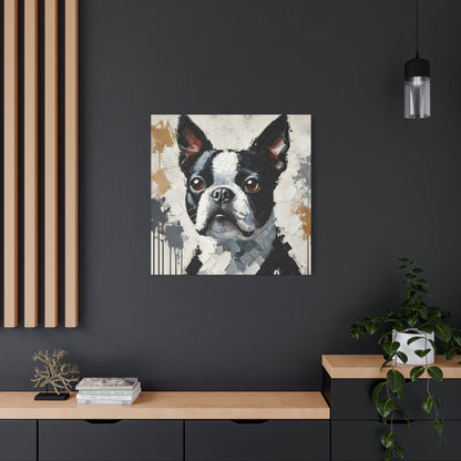 Boston Terrier Oil Canvas Painting Print – A Charming Addition for Dog Lovers and Art Collectors