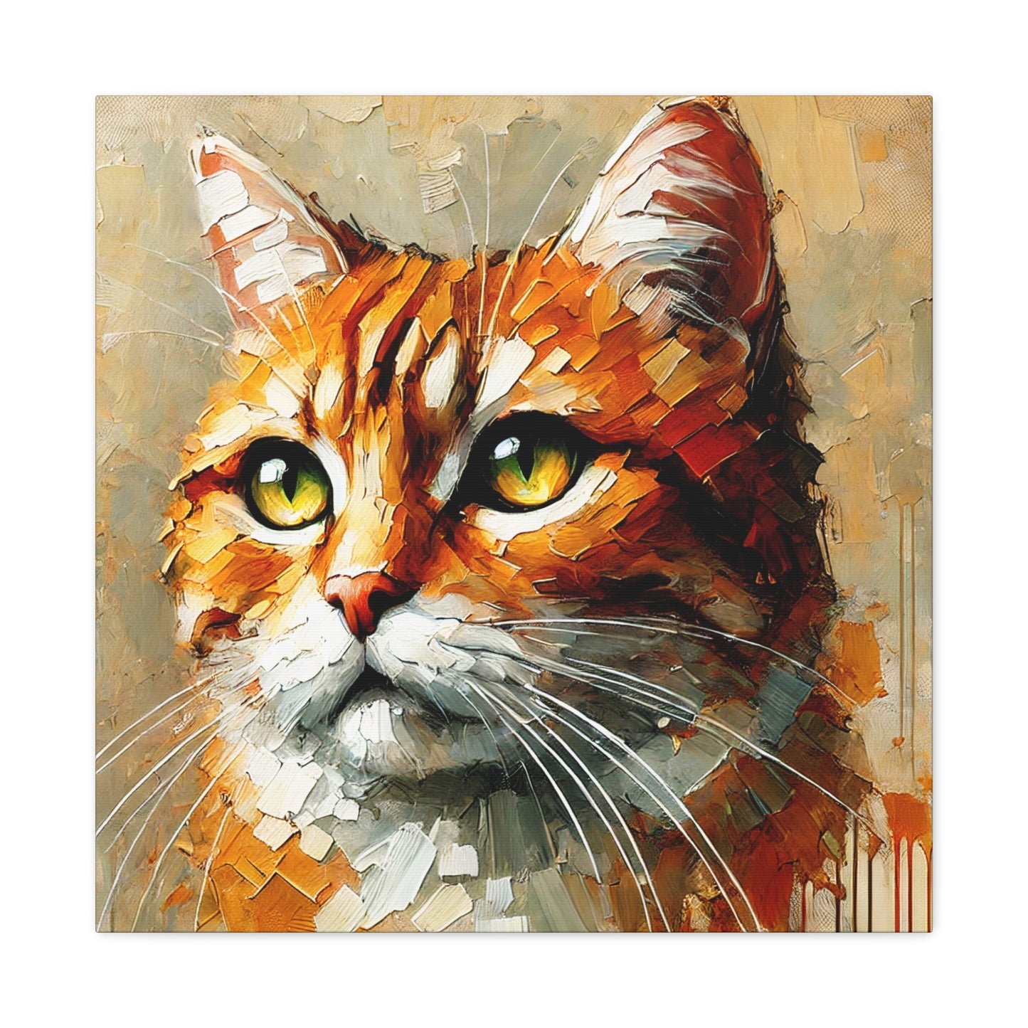 Orange Tabby Cat Oil Canvas Painting Print – A Delightful Addition for Cat Lovers and Home Decor