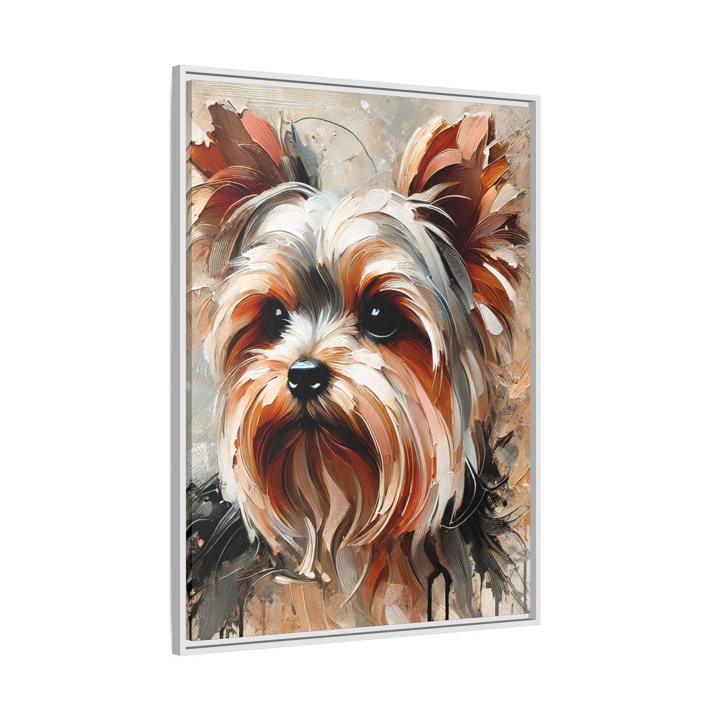 Yorkshire Terrier Oil Canvas Painting Print With Frame