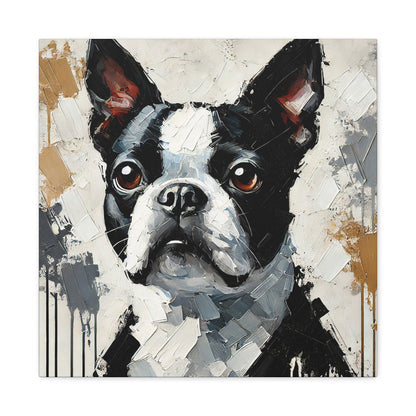 Boston Terrier Oil Canvas Painting Print – A Charming Addition for Dog Lovers and Art Collectors