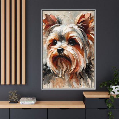 Yorkshire Terrier Oil Canvas Painting Print With Frame