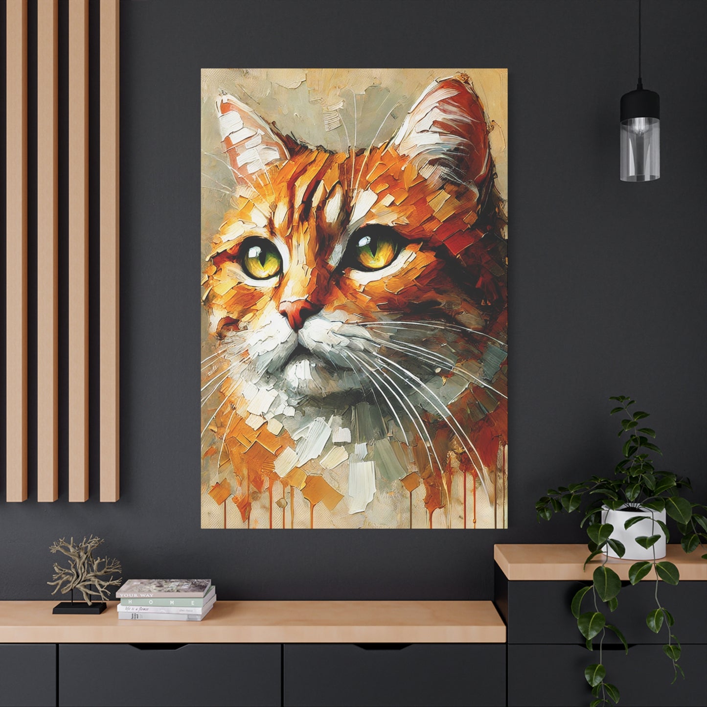 Orange Tabby Cat Oil Canvas Painting Print – A Delightful Addition for Cat Lovers and Home Decor