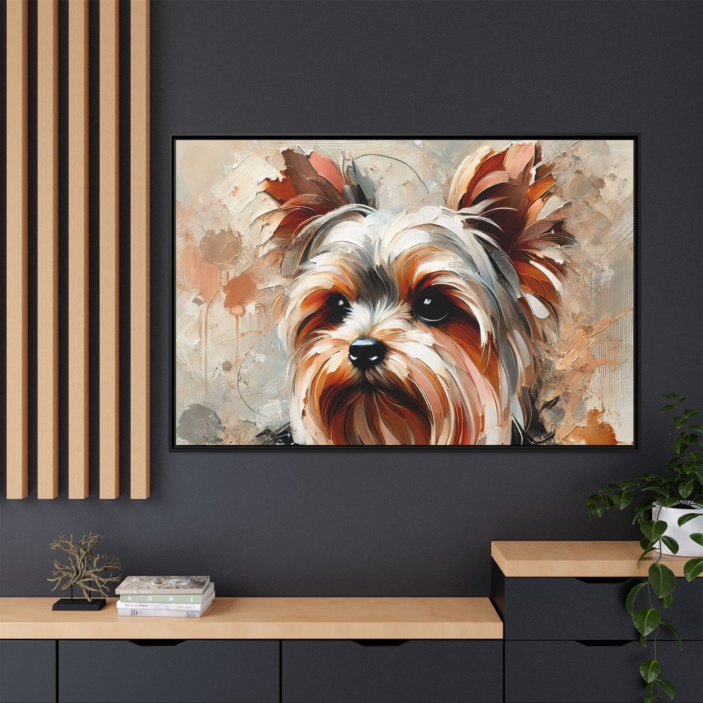 Yorkshire Terrier Oil Canvas Painting Print With Frame