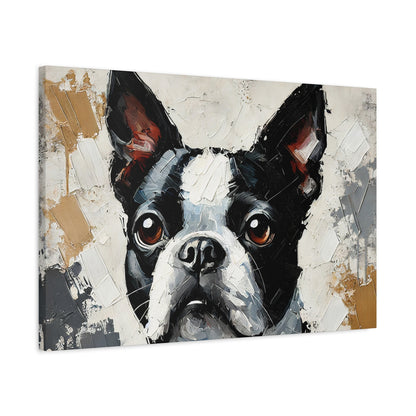 Boston Terrier Oil Canvas Painting Print – A Charming Addition for Dog Lovers and Art Collectors