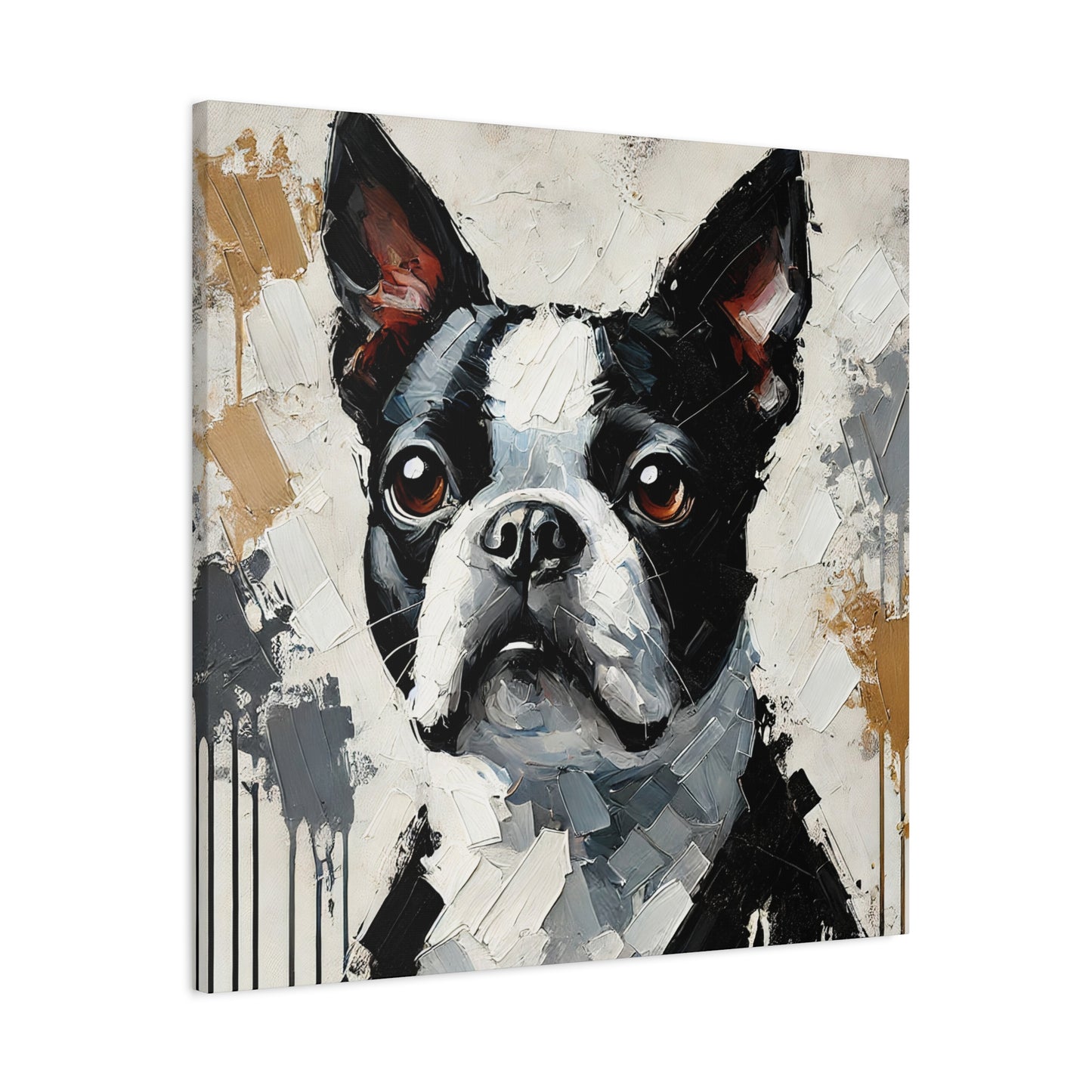 Boston Terrier Oil Canvas Painting Print – A Charming Addition for Dog Lovers and Art Collectors