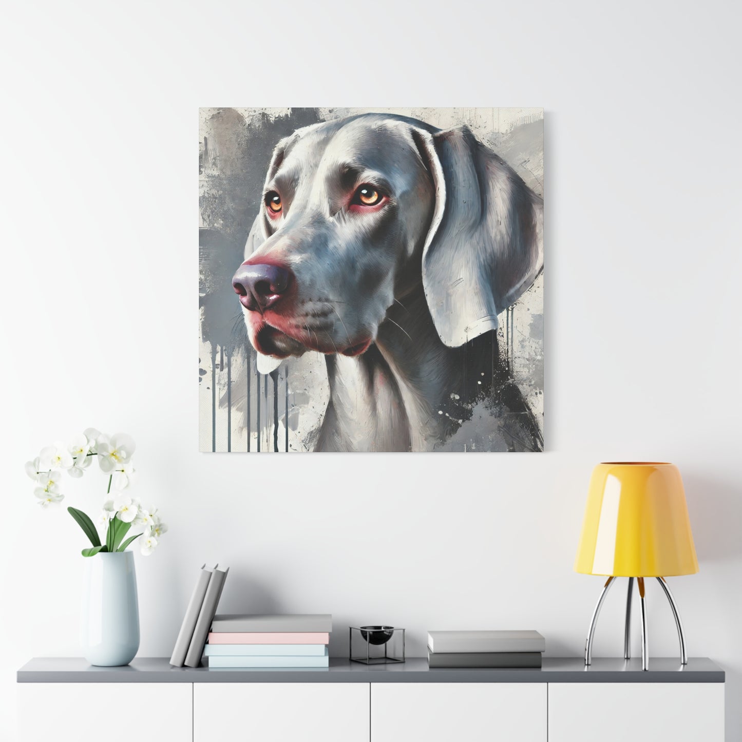 Weimaraner Dog Oil Canvas Painting Print – Perfect for Dog Lovers and Art Enthusiasts