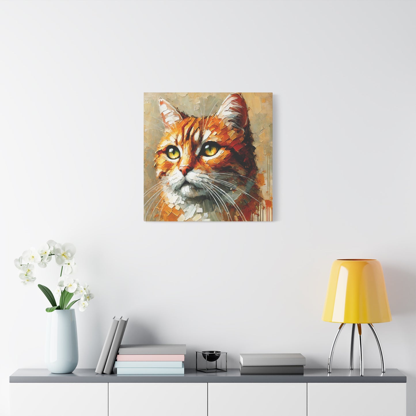 Orange Tabby Cat Oil Canvas Painting Print – A Delightful Addition for Cat Lovers and Home Decor