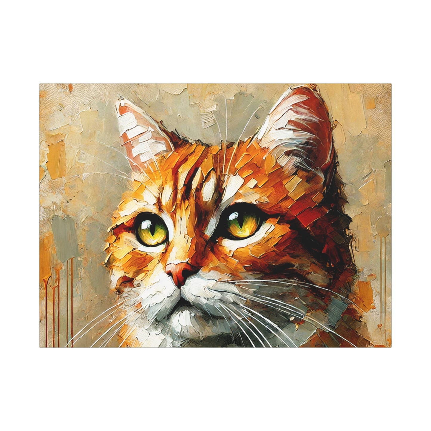 Orange Tabby Cat Oil Canvas Painting Print – A Delightful Addition for Cat Lovers and Home Decor