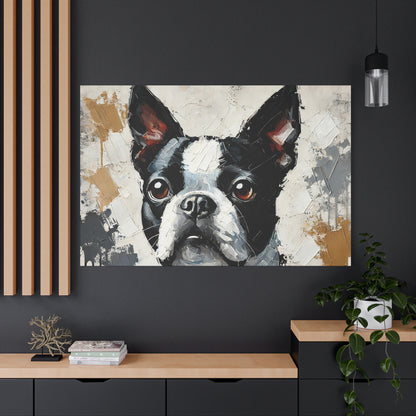 Boston Terrier Oil Canvas Painting Print – A Charming Addition for Dog Lovers and Art Collectors