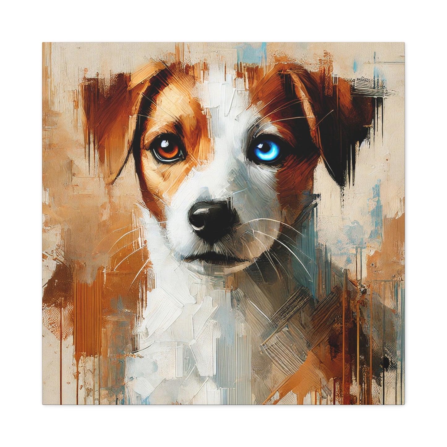 Jack Russell Terrier Mix Oil Canvas Painting Print – Ideal for Dog Lovers and Art Collector