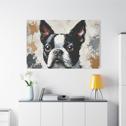 Boston Terrier Oil Canvas Painting Print – A Charming Addition for Dog Lovers and Art Collectors