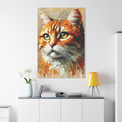 Orange Tabby Cat Oil Canvas Painting Print – A Delightful Addition for Cat Lovers and Home Decor