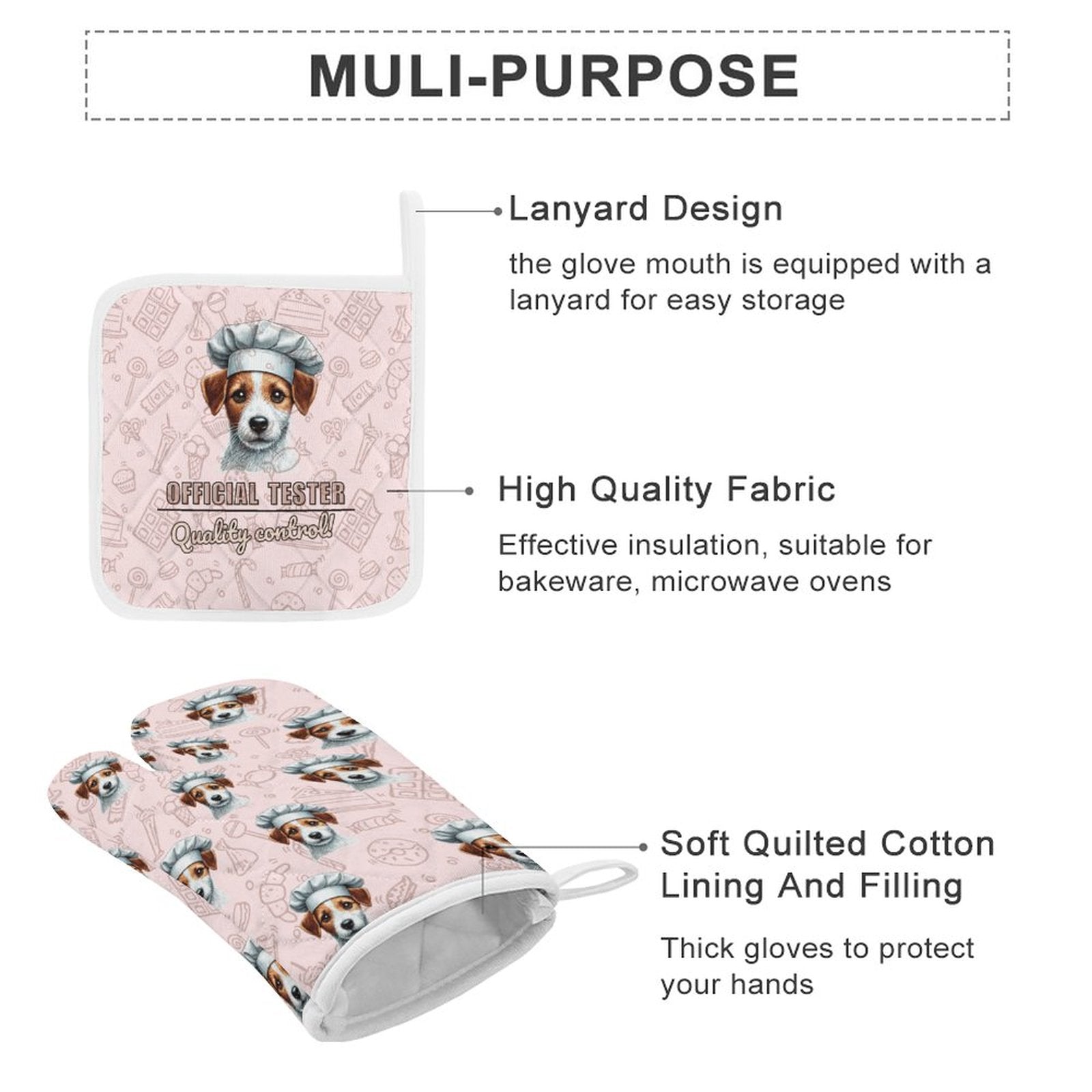 Custom Pet Oven Mitts and Pot Holder Set – Heat-Resistant and Personalized for Pet Lovers 🐾🔥